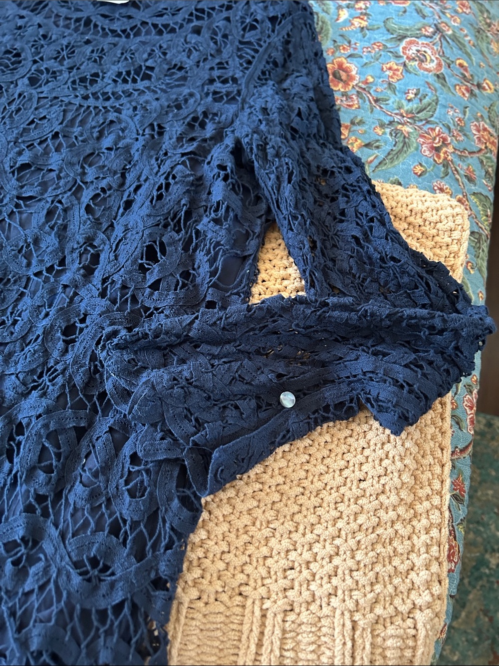 I.McLaughlin Crochet Long Sleeve Top - Navy - Picture 6 of 8